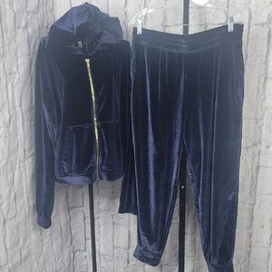 Fabletics 2 Piece Velour Hoodie‎ Loungewear Set in Deep Navy XL